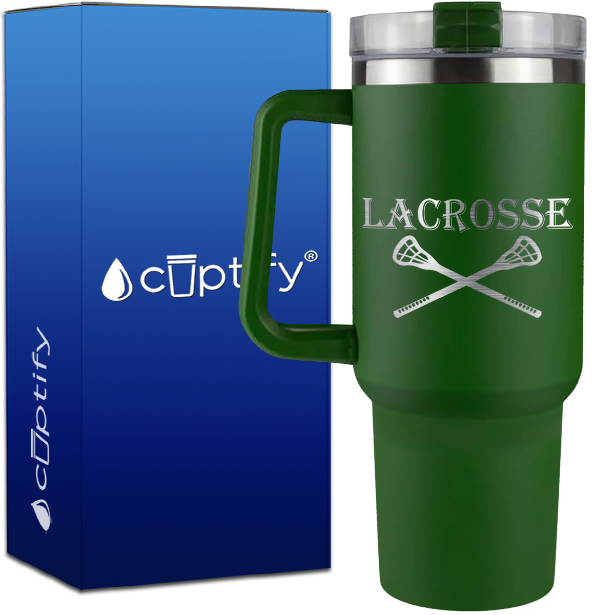 Lacrosse Sticks Crossing on 40oz Lacrosse Traveler Mug