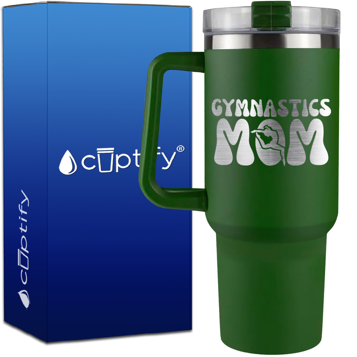 Gymnastics Mom with Silhouette on 40oz Gymnastics Traveler Mug