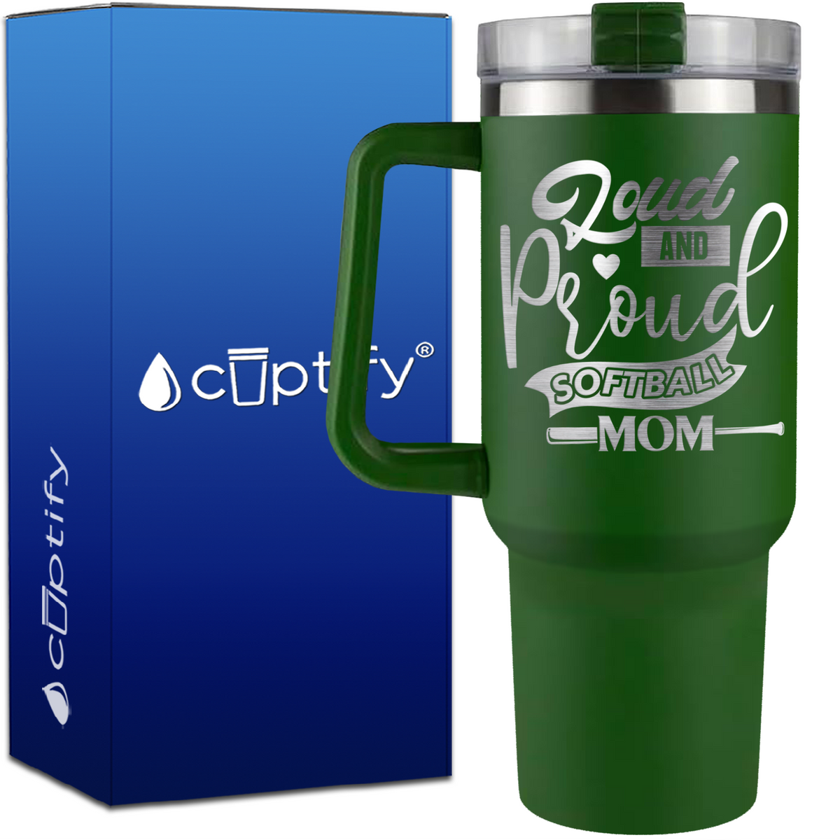 Loud and Proud Softball Mom on 40oz Softball Traveler Mug