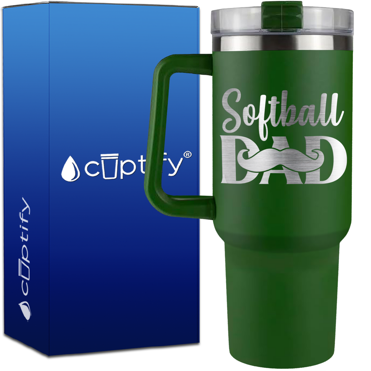 Softball Dad Mustache on 40oz Softball Traveler Mug