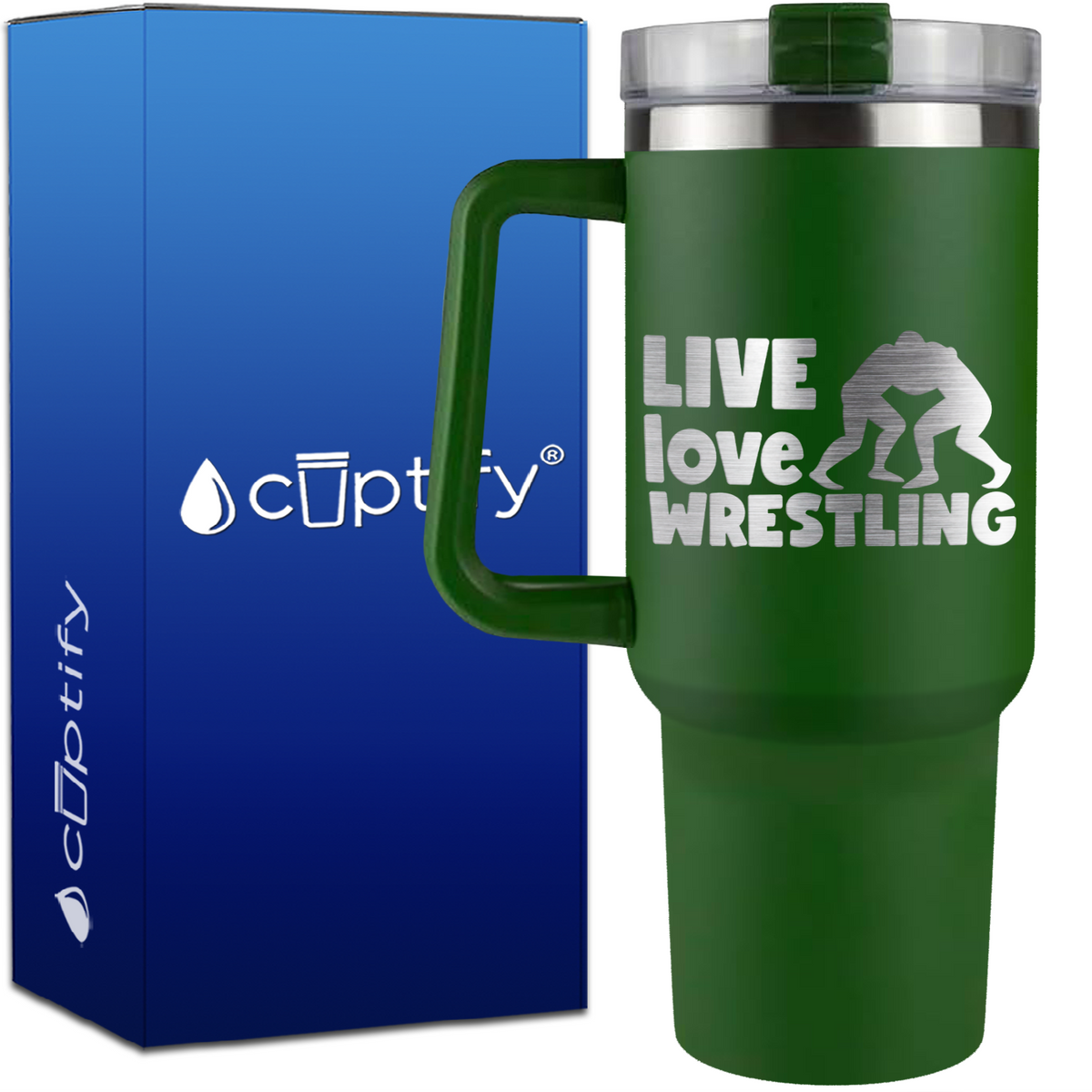 Live Love Wrestling Wrestlers on 40oz Wrestling Traveler Mug