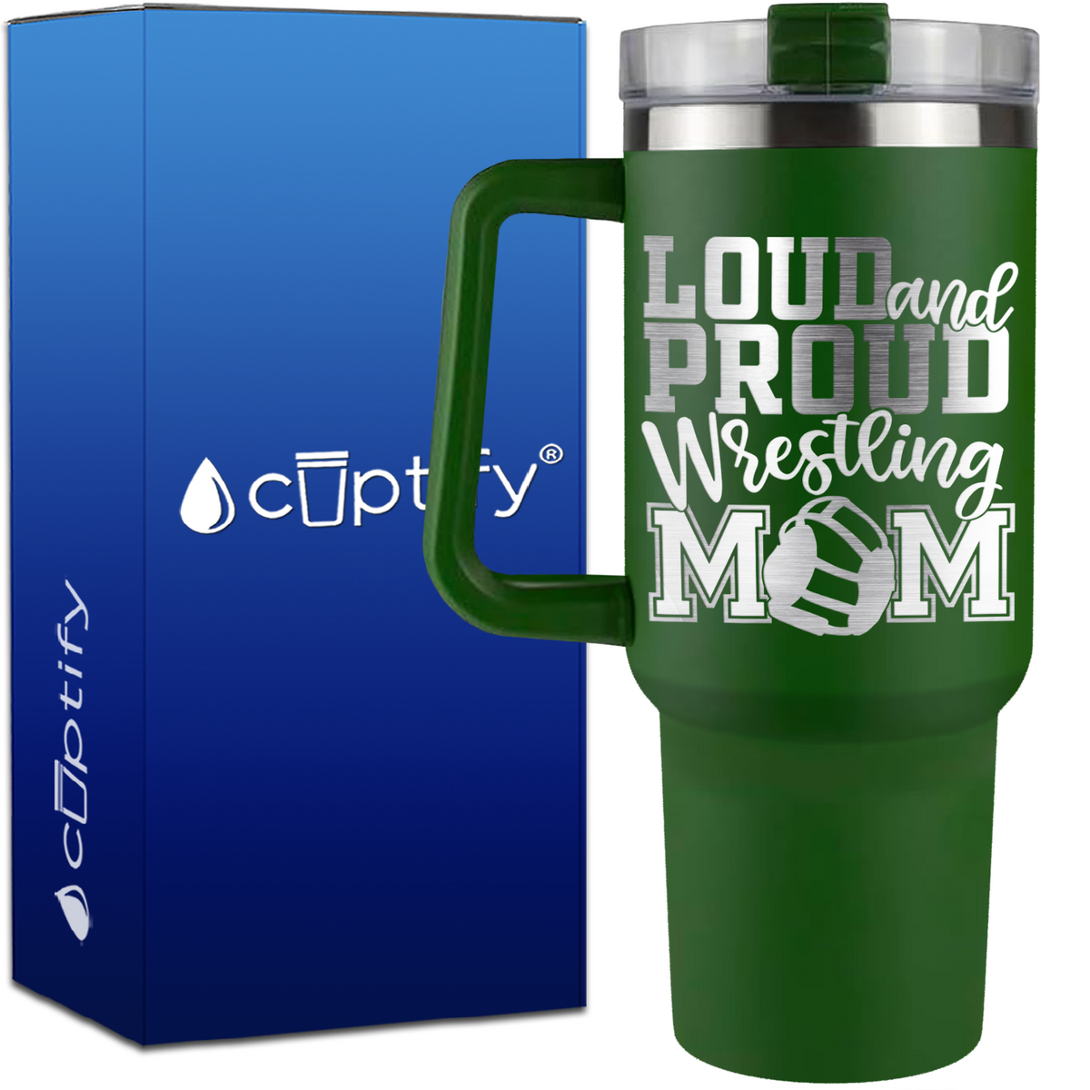 Loud and Proud Wrestling Mom on 40oz Wrestling Traveler Mug