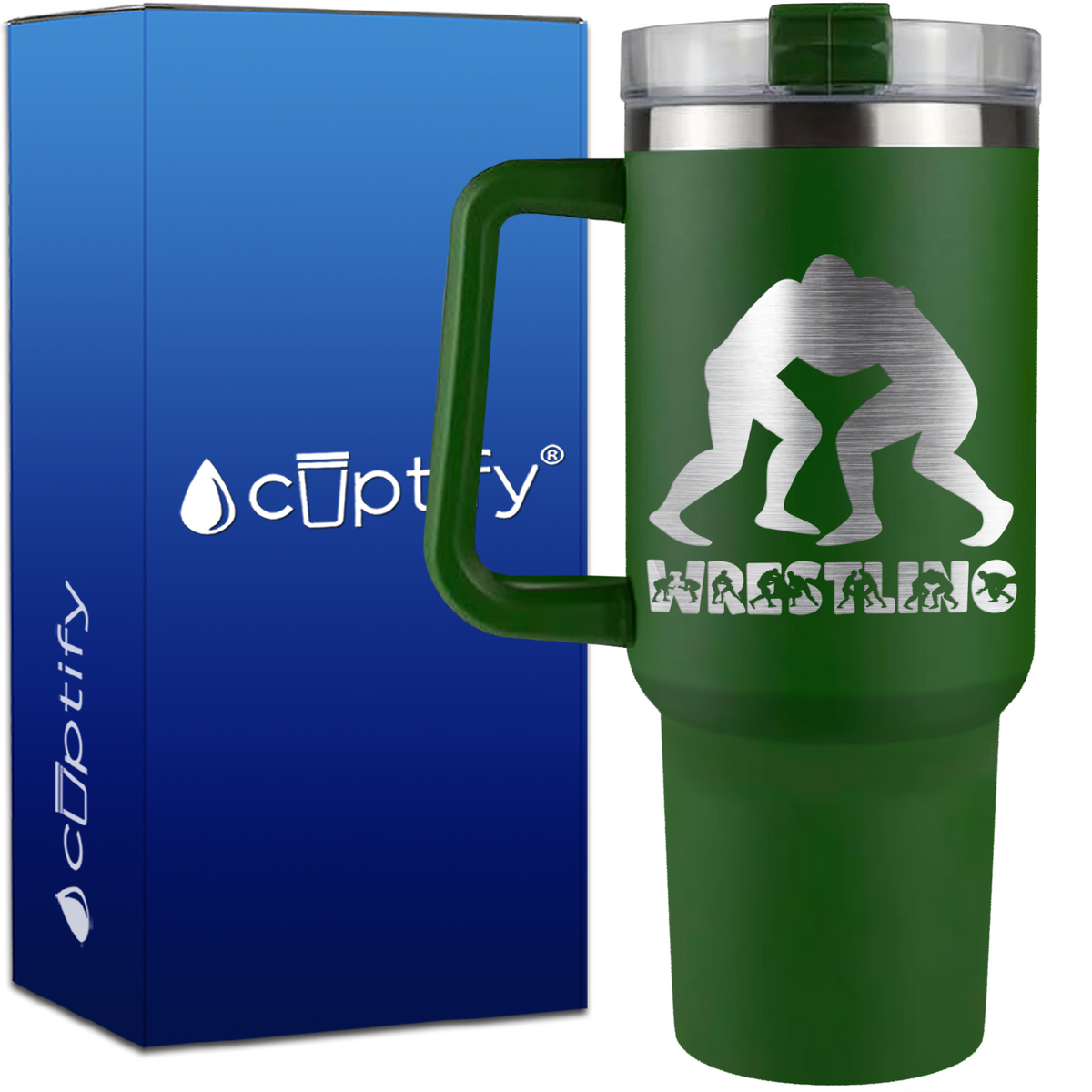 Wrestling Silhouettes on 40oz Wrestling Traveler Mug