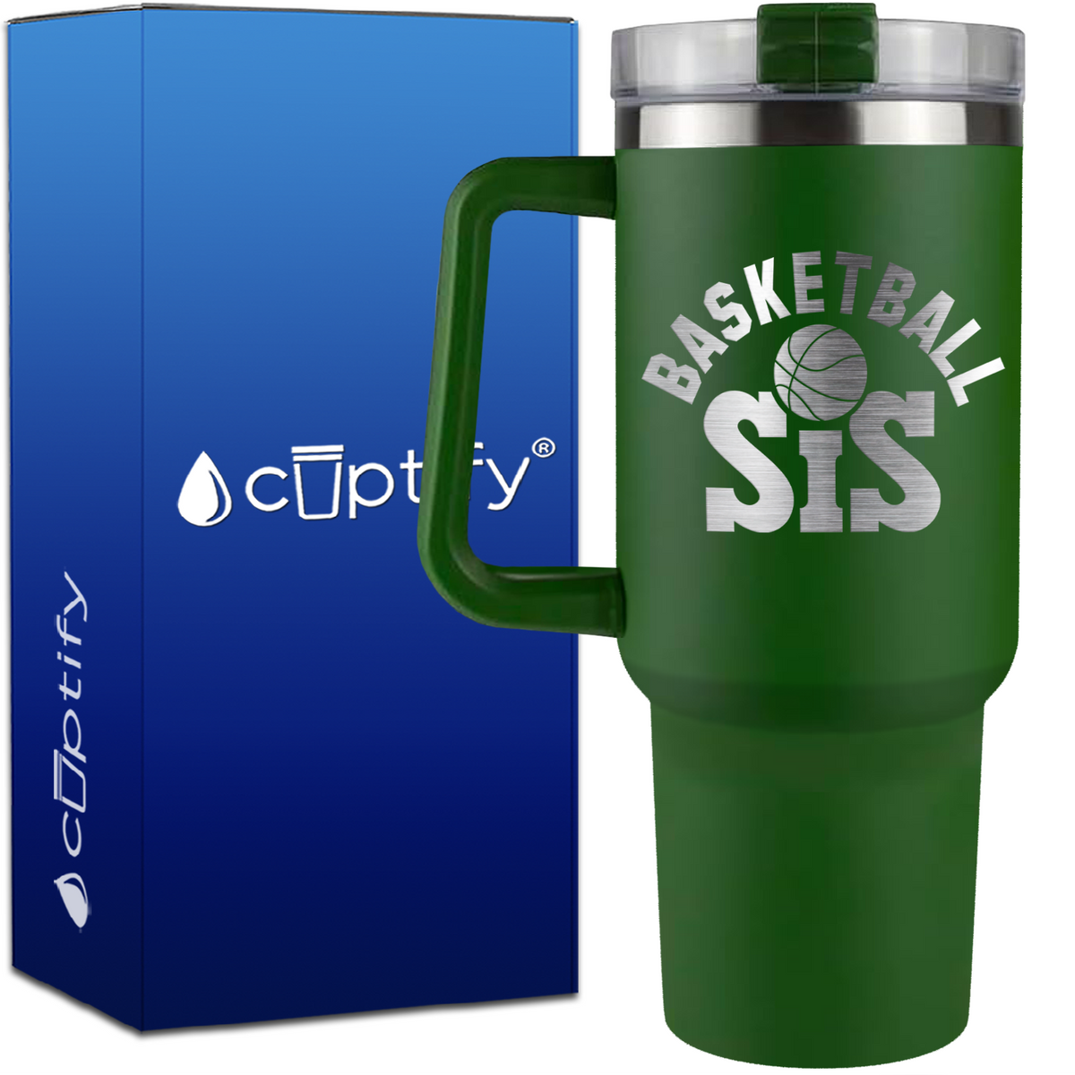 Basketball Sis on 40oz Basketball Traveler Mug