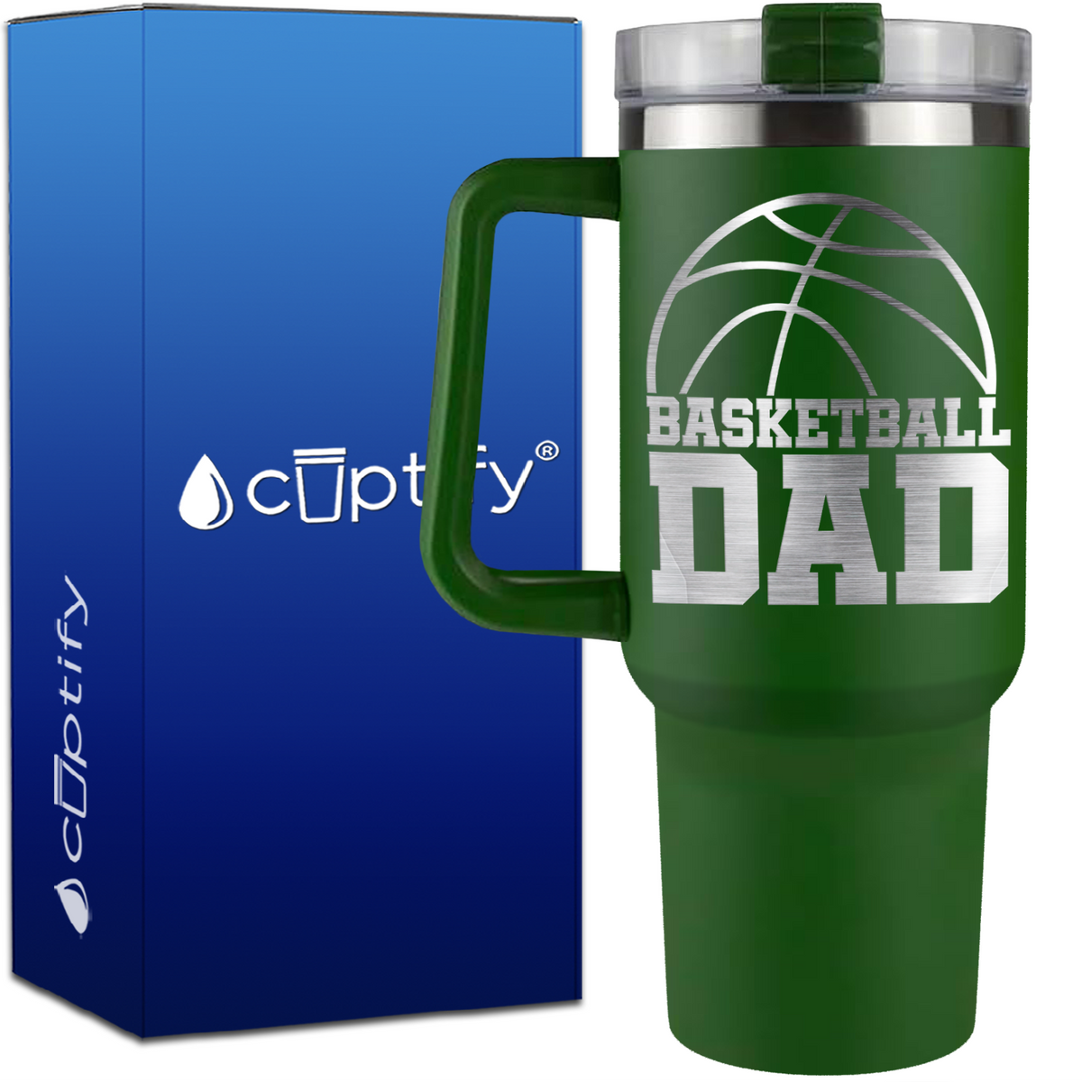 Basketball Dad Half Ball on 40oz Basketball Traveler Mug