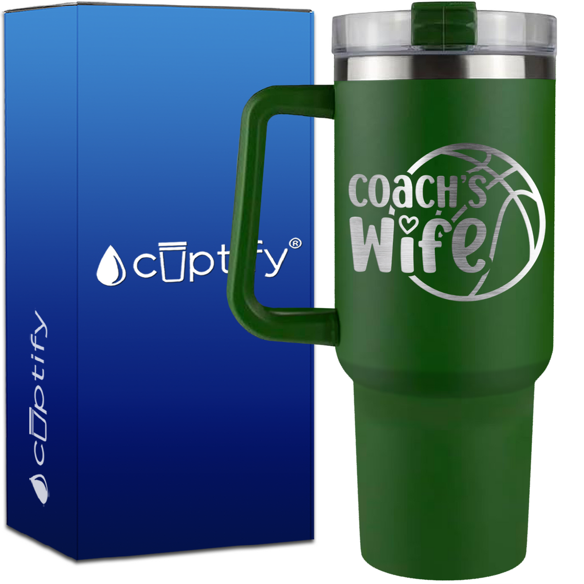 Coach's Wife Basketball on 40oz Basketball Traveler Mug