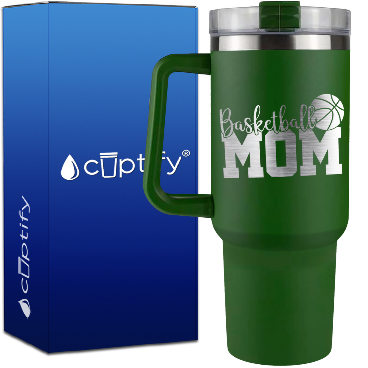 Basketball Mom Slanted on 40oz Basketball Traveler Mug