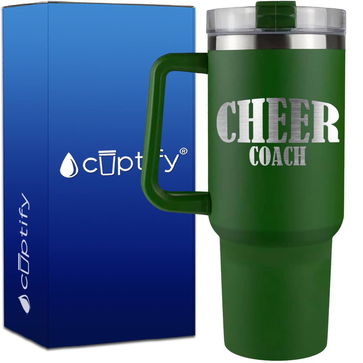 Cheer Coach Angle on 40oz Cheer Traveler Mug