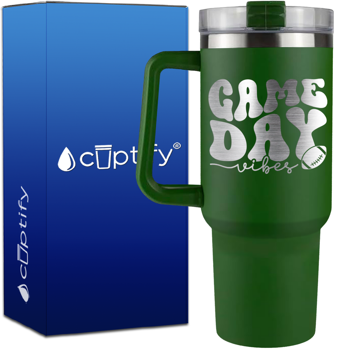 Game Day Vibes Football on 40oz Football Traveler Mug