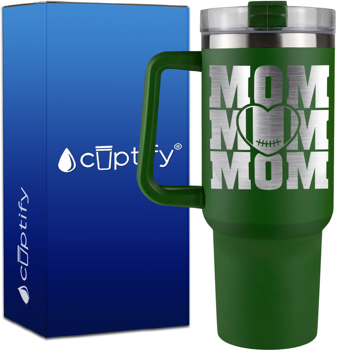 Mom Mom Mom Football on 40oz Football Traveler Mug