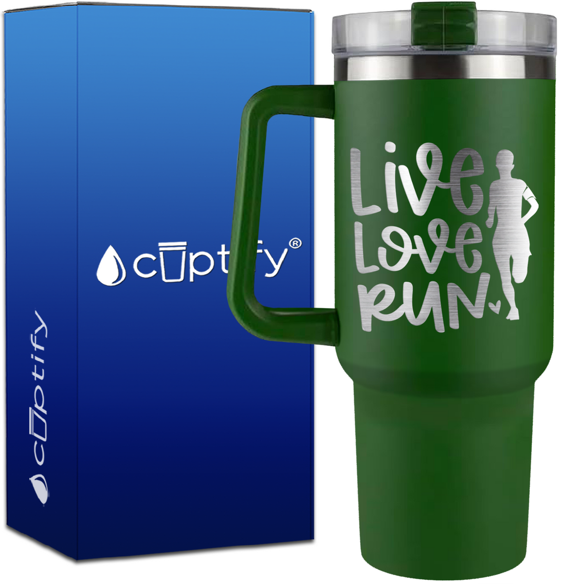 Live Love Run Silhouette on 40oz Running Traveler Mug