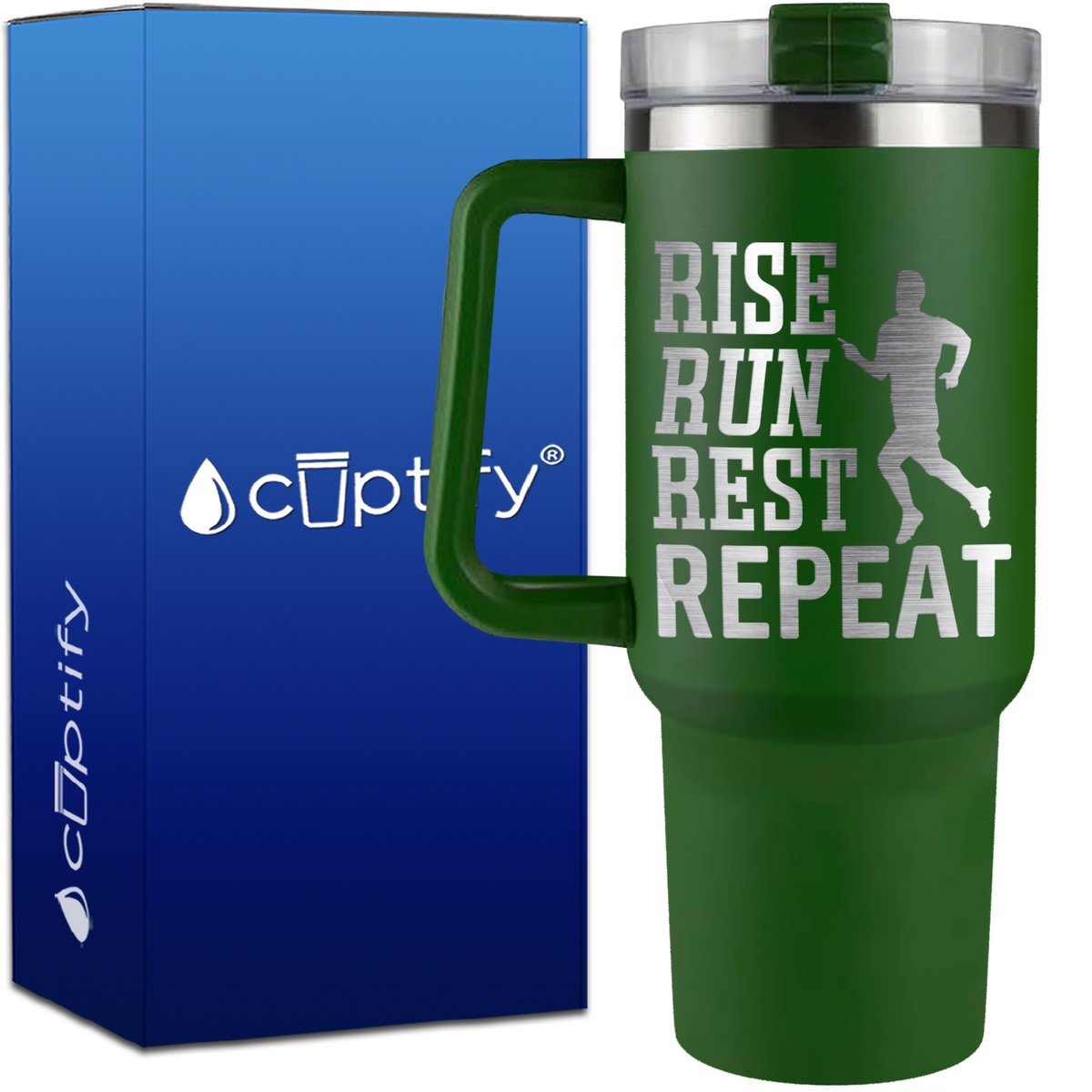 Rise Run Rest Repeat on 40oz Running Traveler Mug