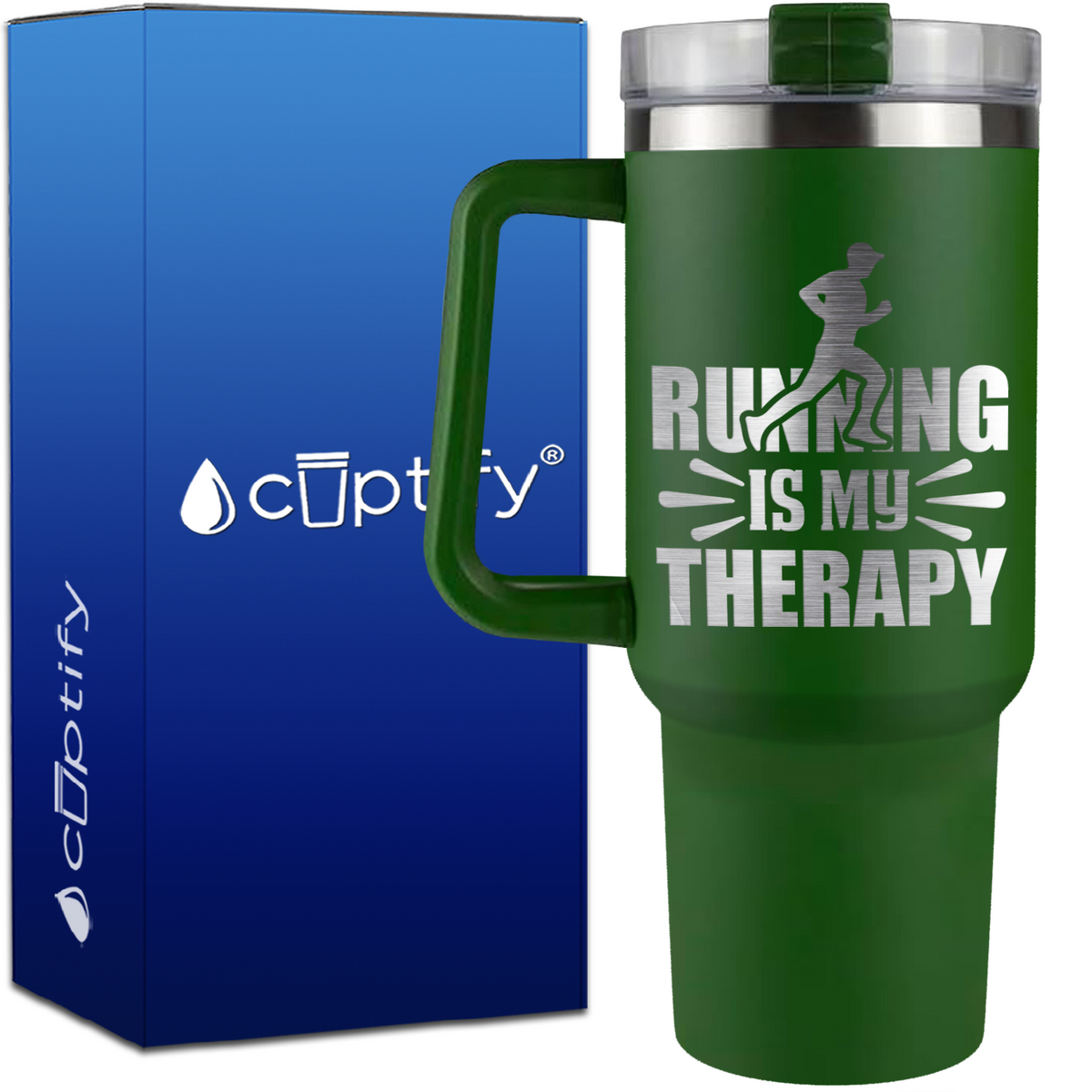 Running is my Therapy on 40oz Running Traveler Mug