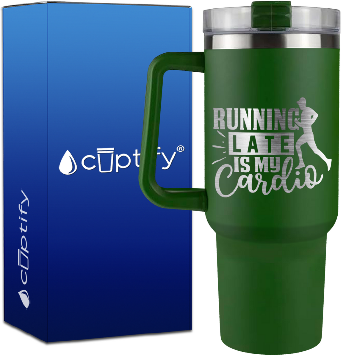 Running Late is my Cardio on 40oz Running Traveler Mug