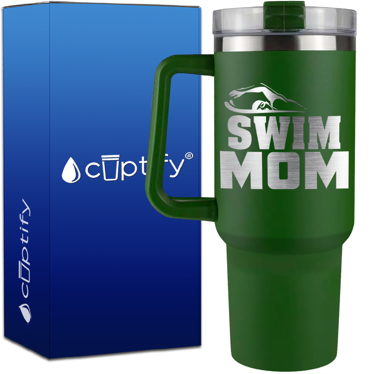 Swim Mom Silhouette on 40oz Swimming Traveler Mug