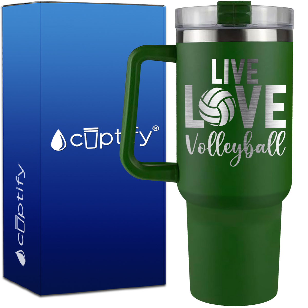 Live Love Volleyball on 40oz Volleyball Traveler Mug