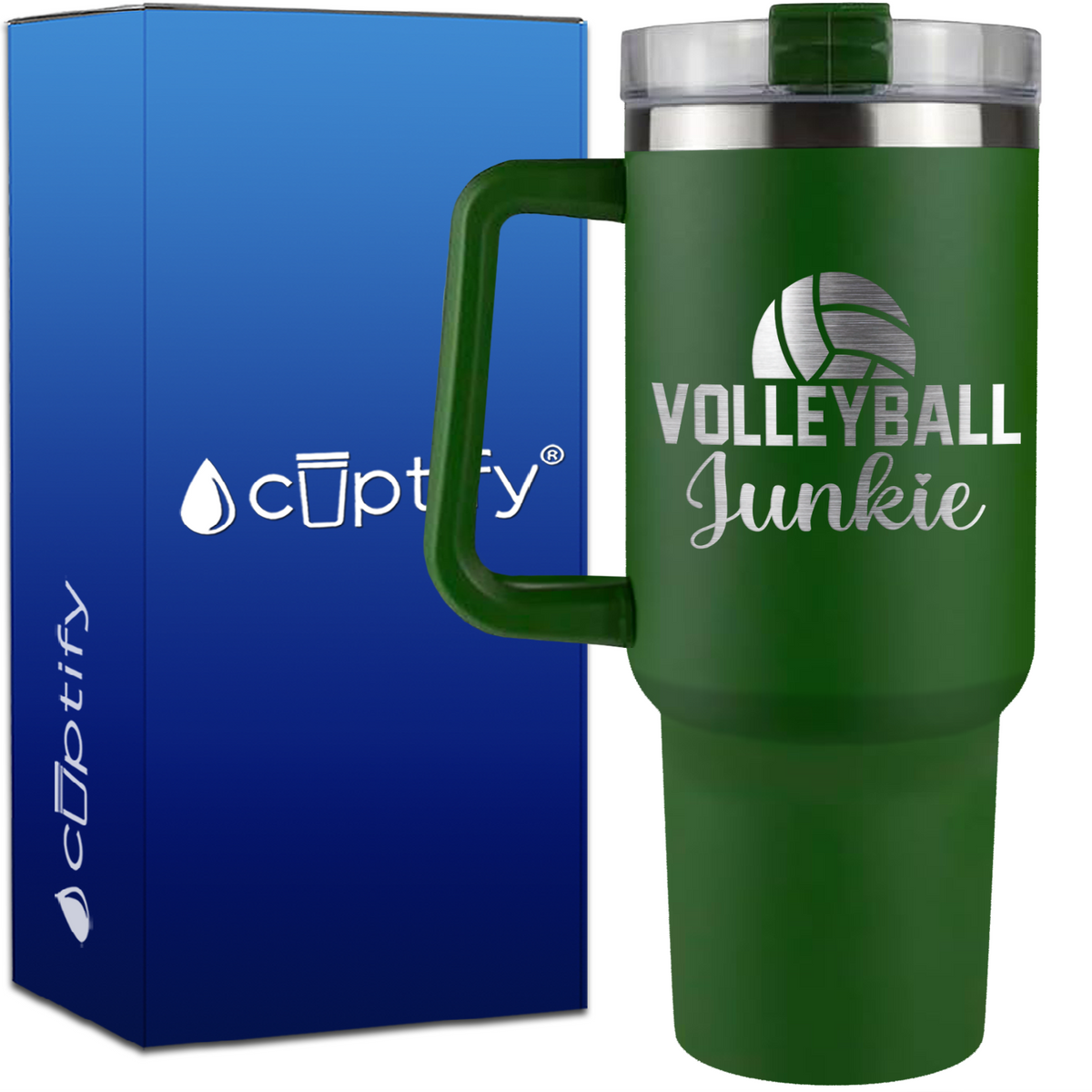Volleyball Junkie Half Ball on 40oz Volleyball Traveler Mug