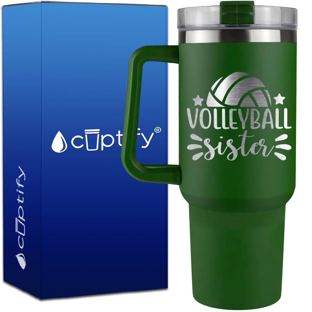 Volleyball Sister Stars on 40oz Volleyball Traveler Mug