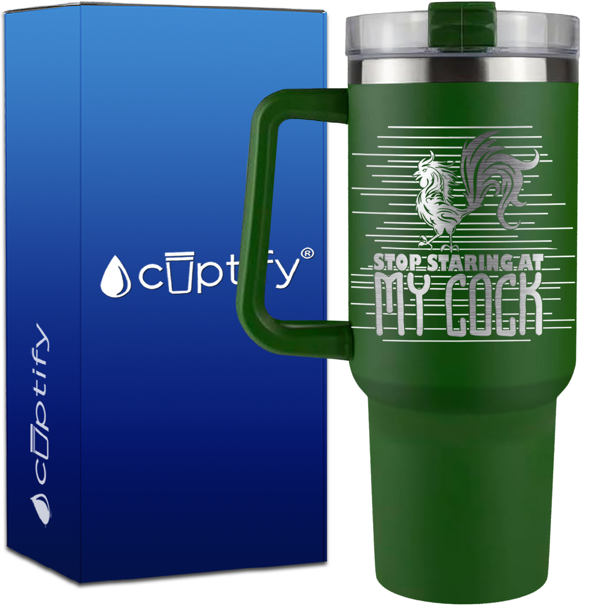 Stop Staring at My Cock on 40oz Funny Traveler Mug