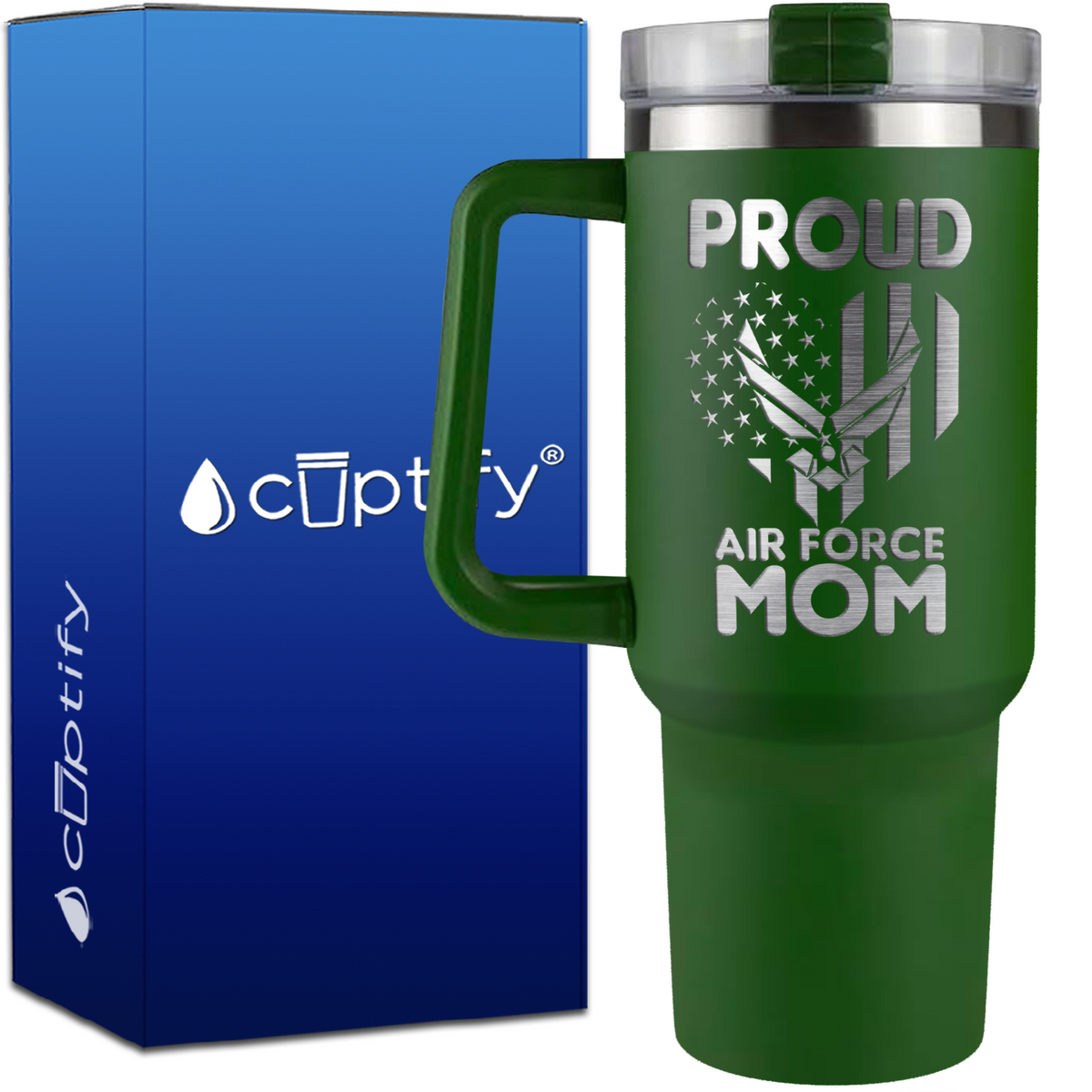 Proud Air Force Mom on 40oz Traveler Mug