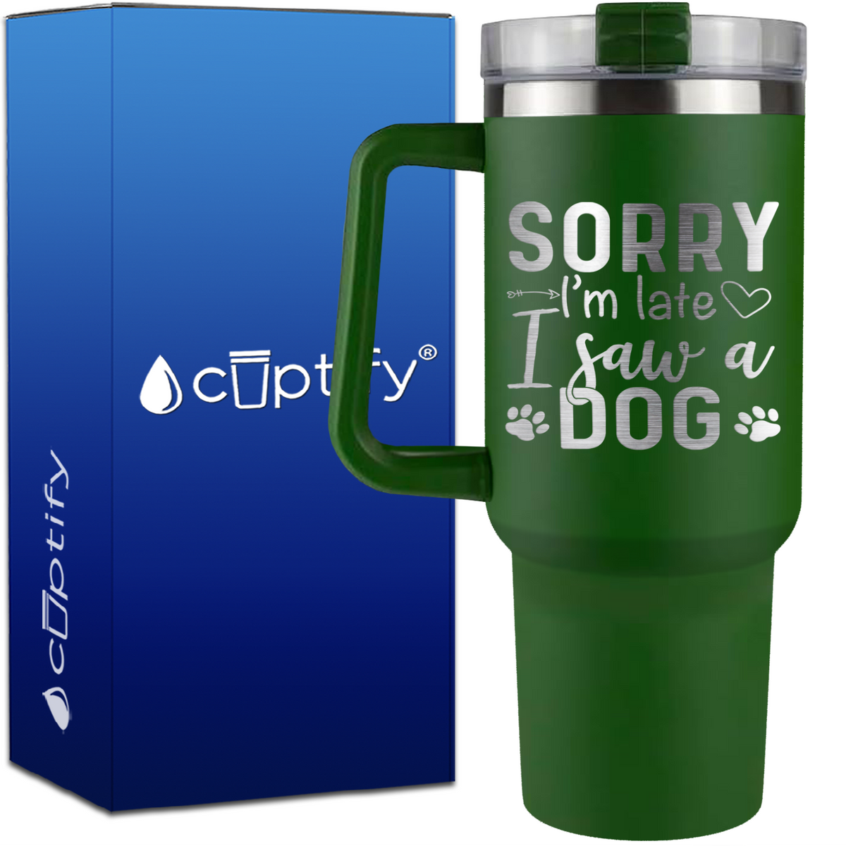 Sorry I'm Late I saw a Dog on 40oz Traveler Mug
