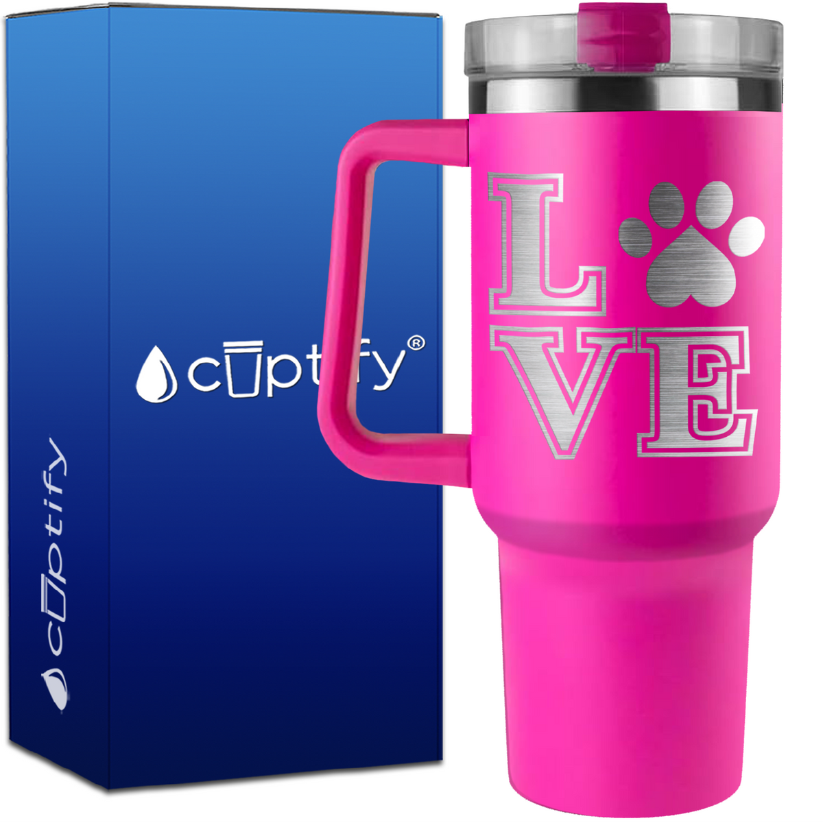 Love Dogs Paw Print on 40oz Traveler Mug