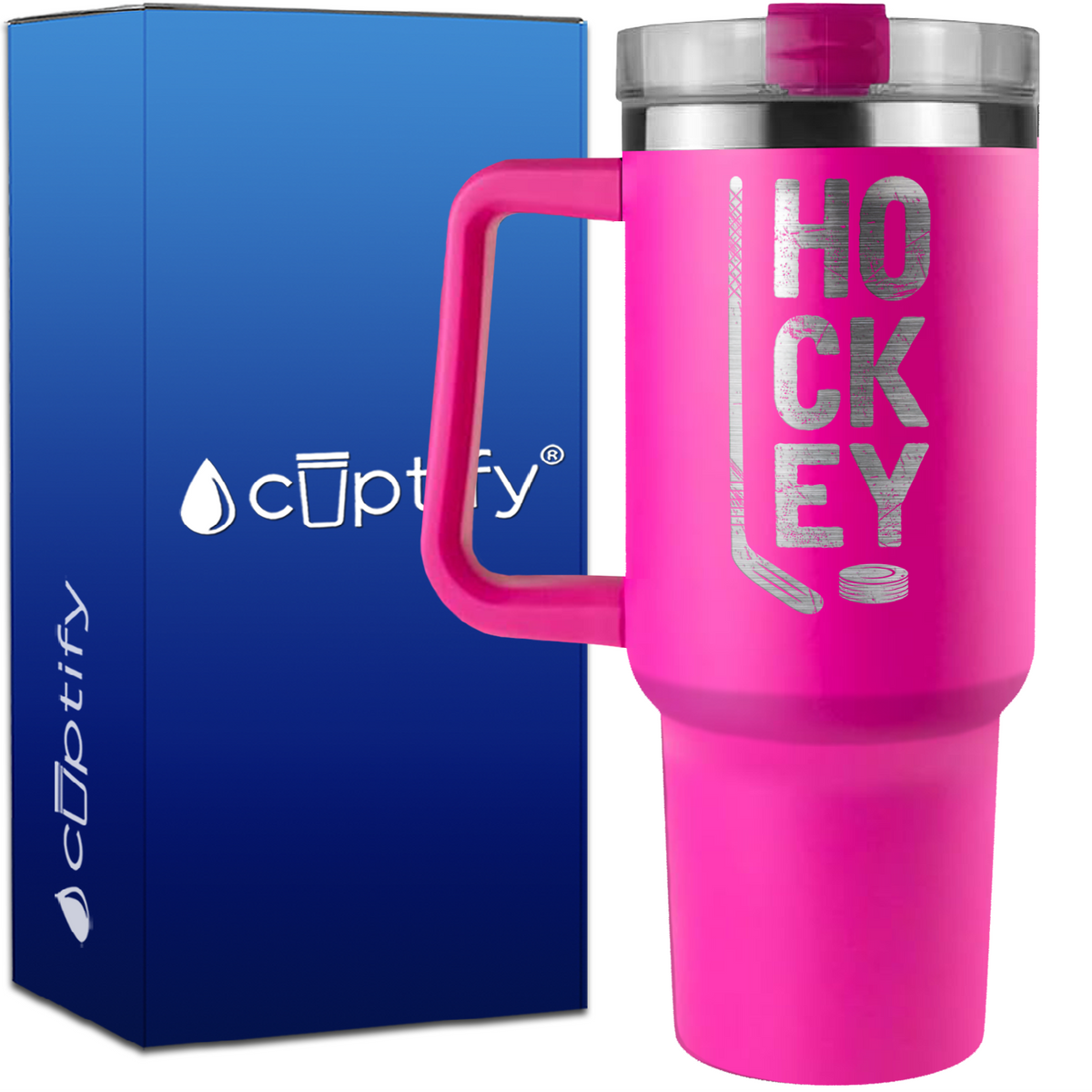 HO CK EY on 40oz Hockey Traveler Mug