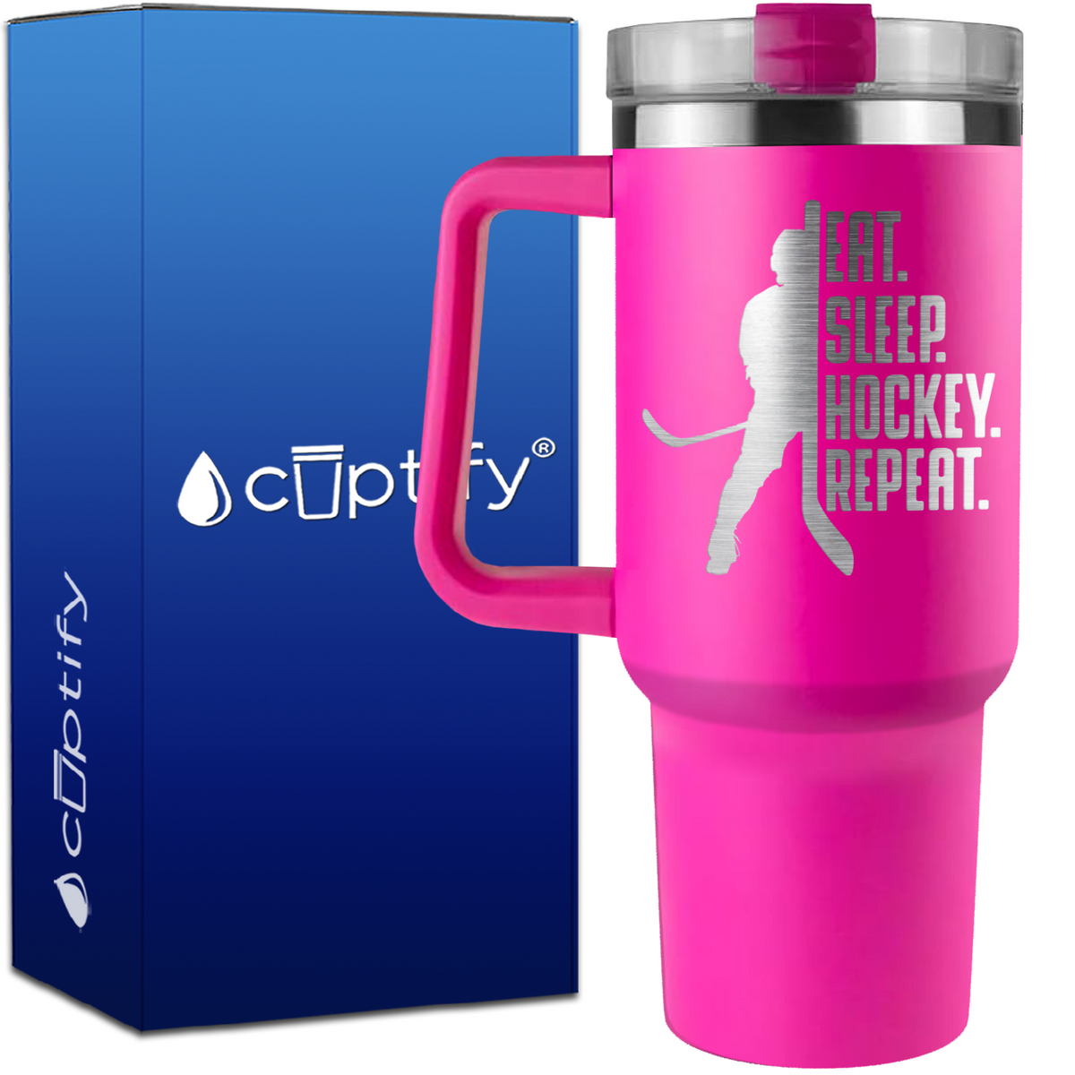 Eat. Sleep. Hockey. Repeat. on 40oz Hockey Traveler Mug