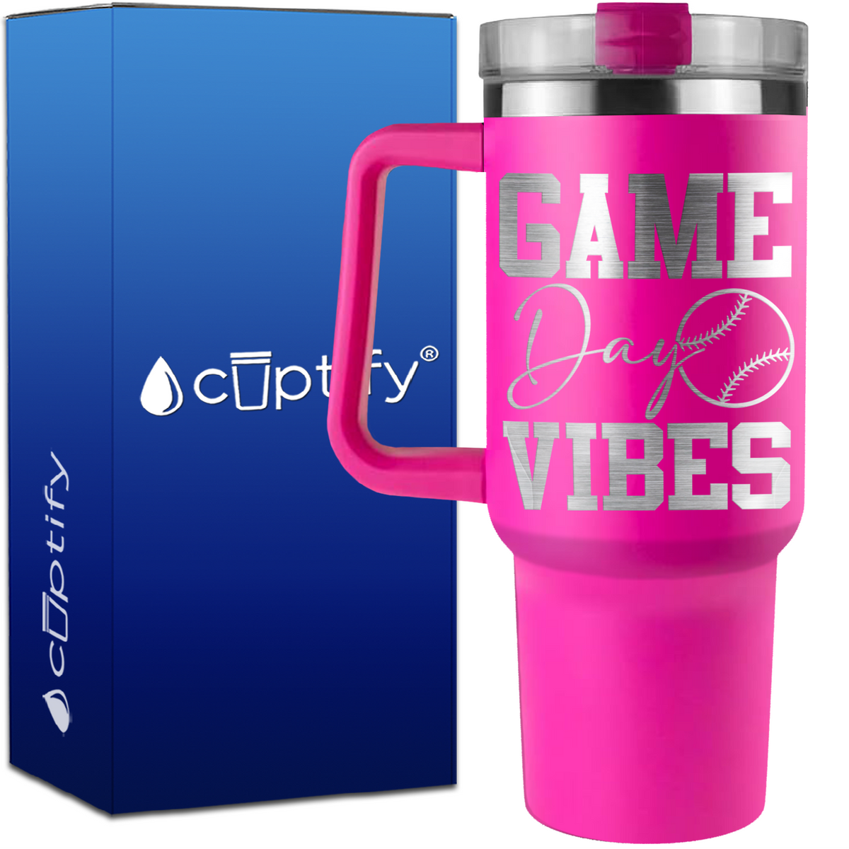 Game Day Vibes Baseball on 40oz Baseball Traveler Mug