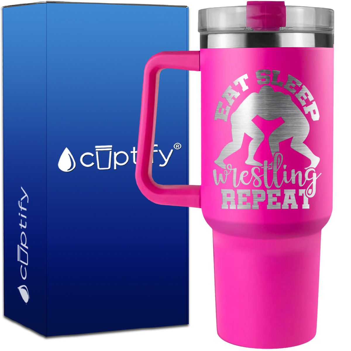 Eat Sleep Wrestling Repeat on 40oz Wrestling Traveler Mug