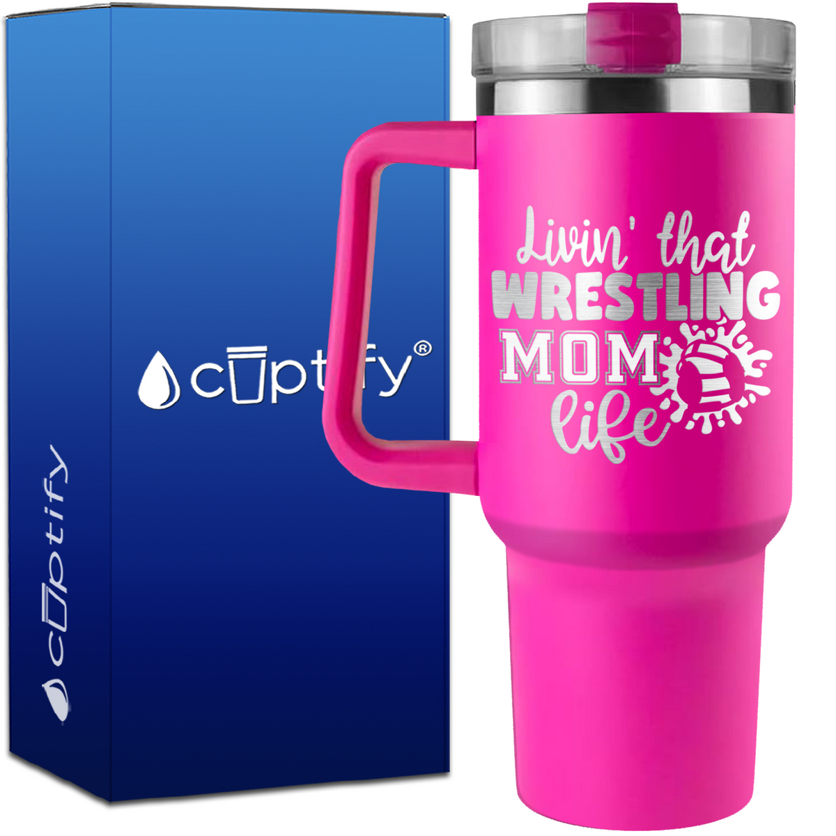 Livin' That Wrestling Mom Life Headgear on 40oz Wrestling Traveler Mug