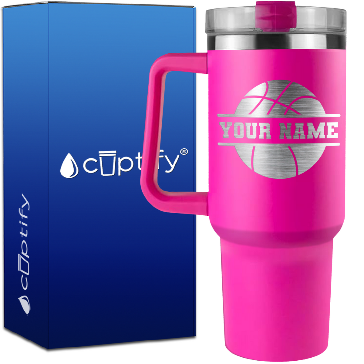 Personalized Basketball on 40oz Basketball Traveler Mug