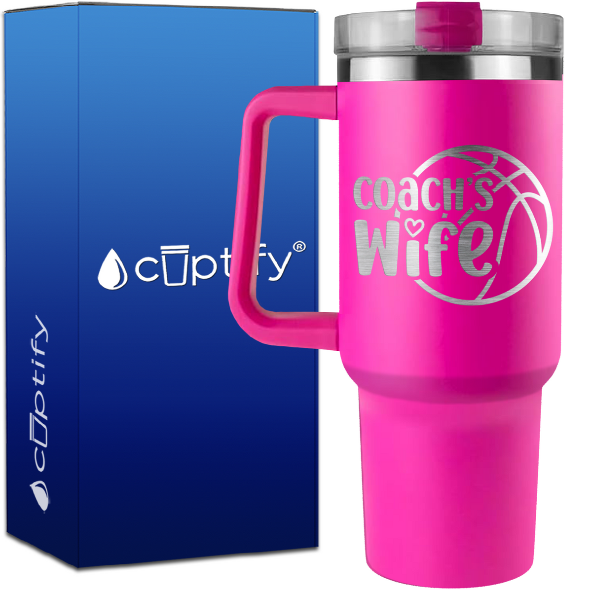 Coach's Wife Basketball on 40oz Basketball Traveler Mug