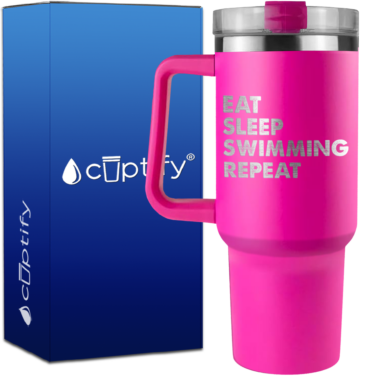 Eat Sleep Swimming Repeat on 40oz Swimming Traveler Mug