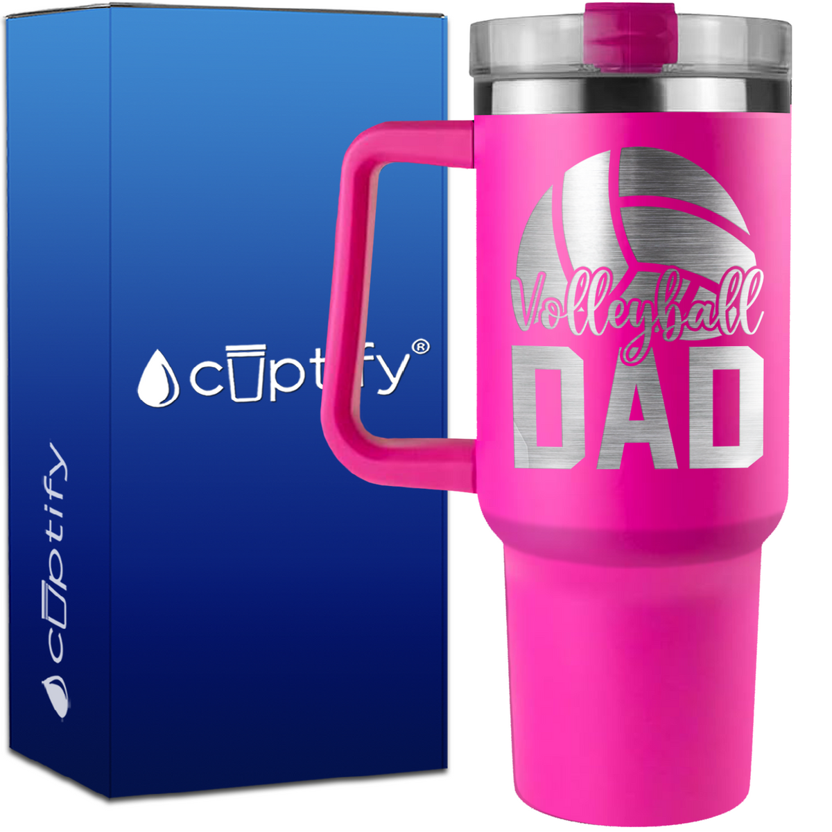 Volleyball Dad Half Ball on 40oz Volleyball Traveler Mug