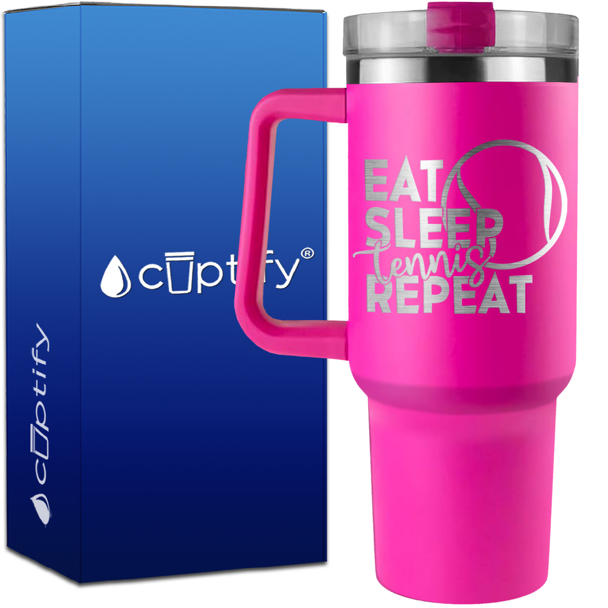 Eat Sleep Tennis Repeat on 40oz Tennis Traveler Mug