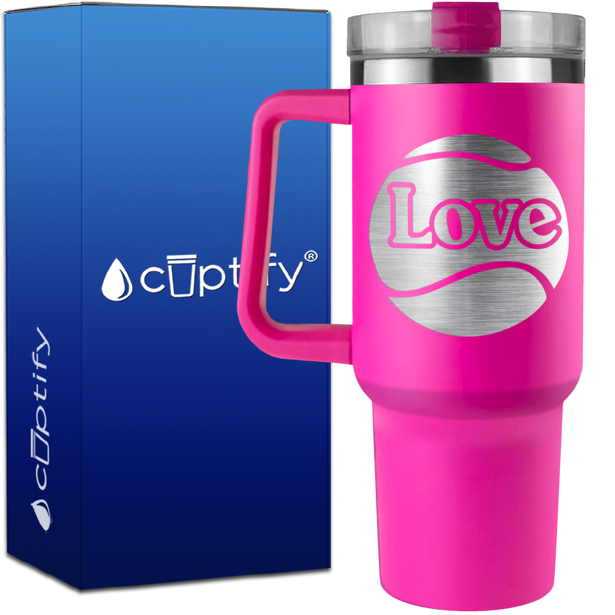 Tennis Ball Love on 40oz Tennis Traveler Mug