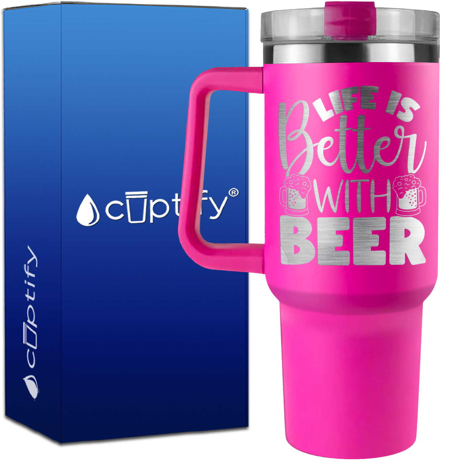 Life is Better with Beer on 40oz Beer Lover Traveler Mug