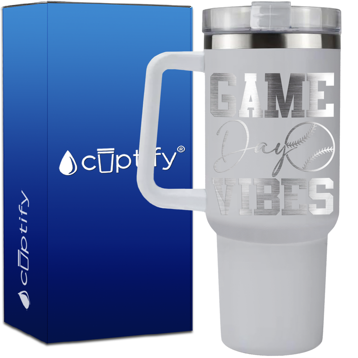 Game Day Vibes Baseball on 40oz Baseball Traveler Mug