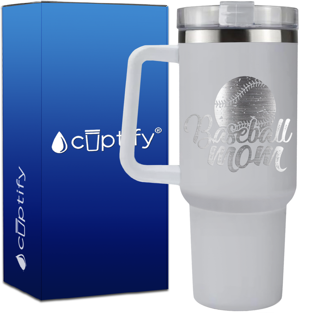 Baseball Mom Distressed on 40oz Baseball Traveler Mug