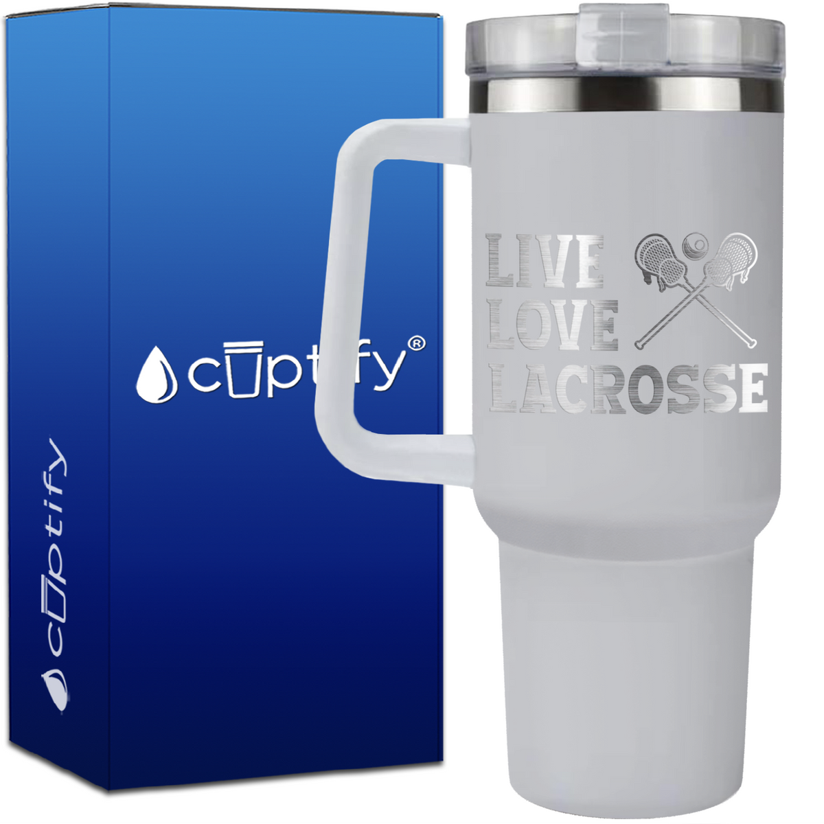 Live Love Lacrosse on 40oz Lacrosse Traveler Mug