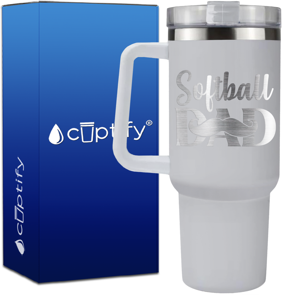 Softball Dad Mustache on 40oz Softball Traveler Mug