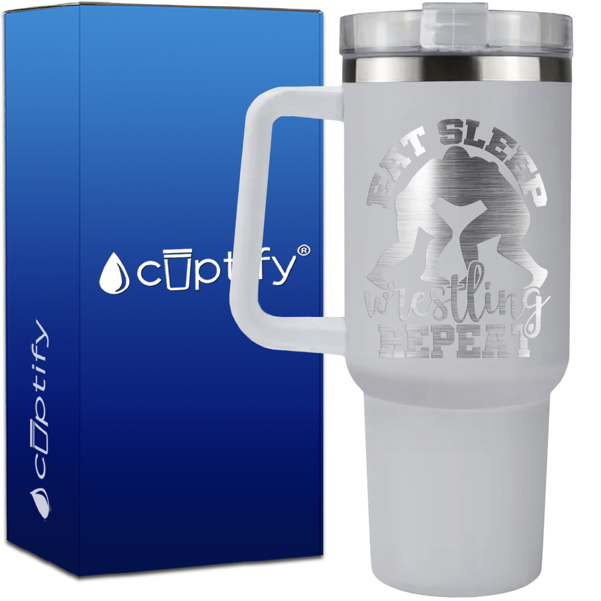 Eat Sleep Wrestling Repeat on 40oz Wrestling Traveler Mug