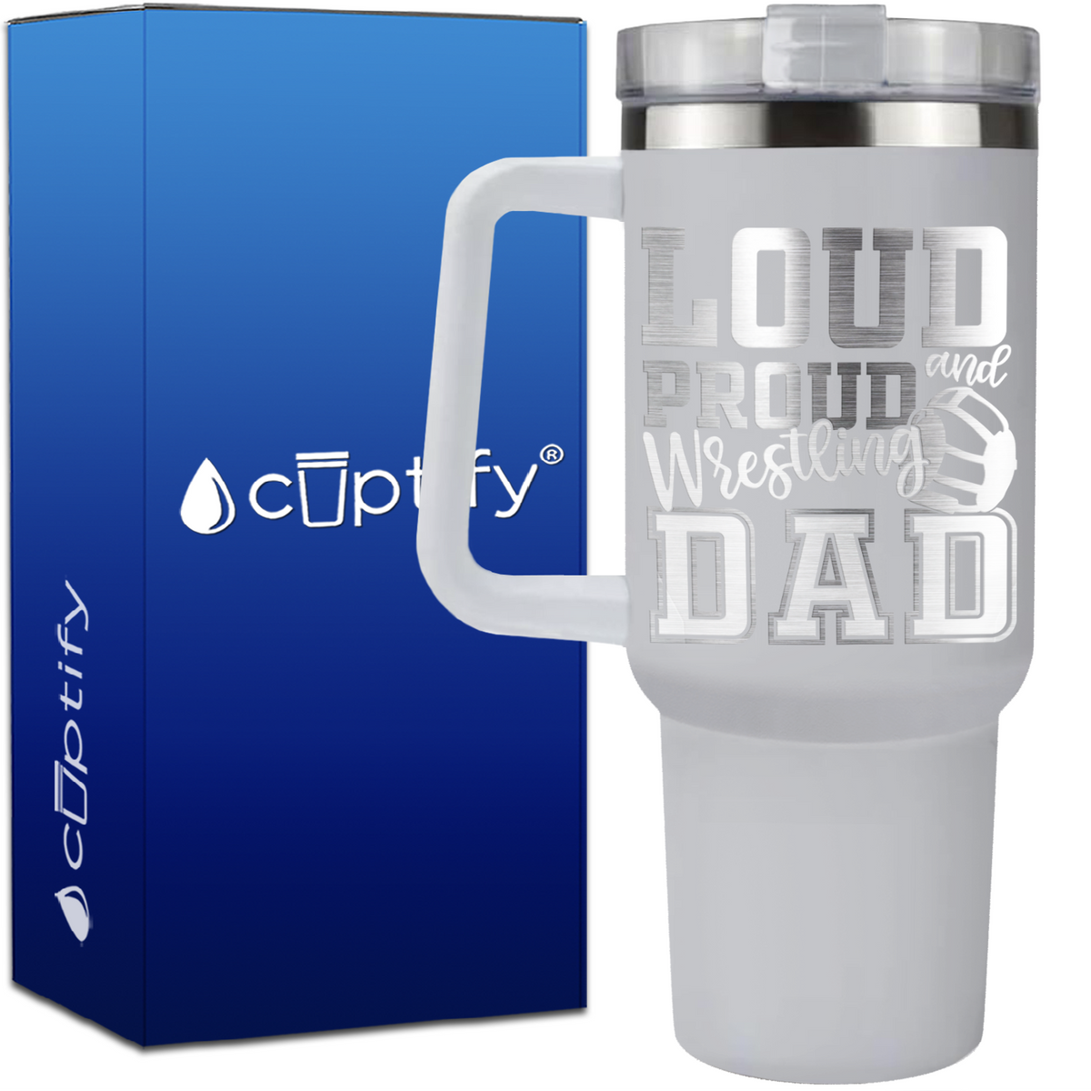 Loud and Proud Wrestling Dad on 40oz Wrestling Traveler Mug