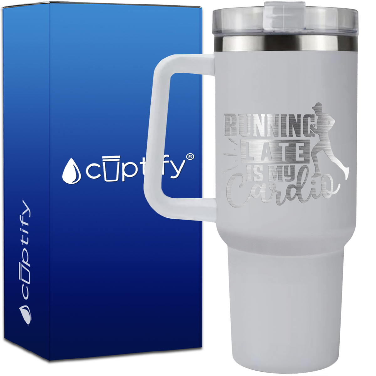 Running Late is my Cardio on 40oz Running Traveler Mug