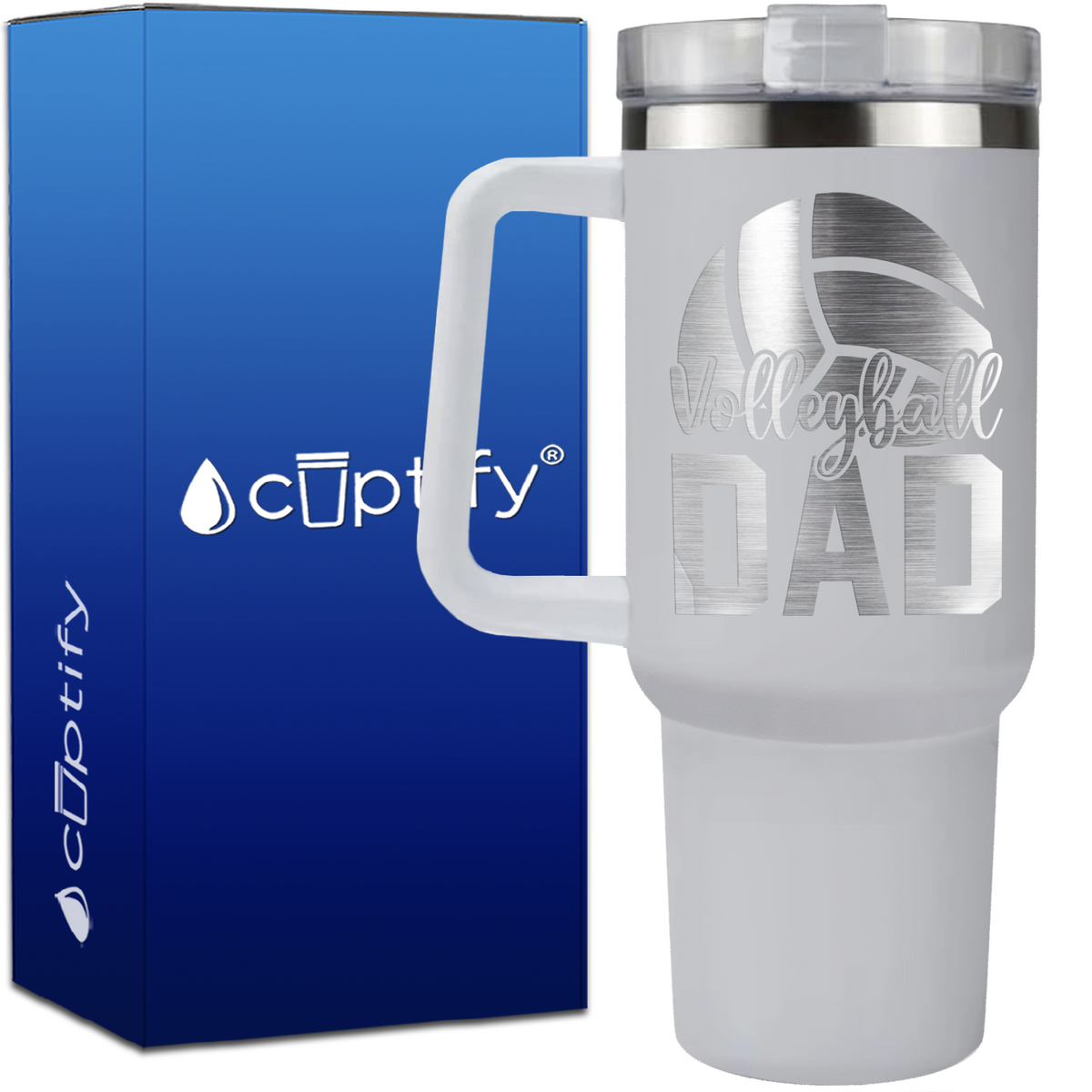 Volleyball Dad Half Ball on 40oz Volleyball Traveler Mug