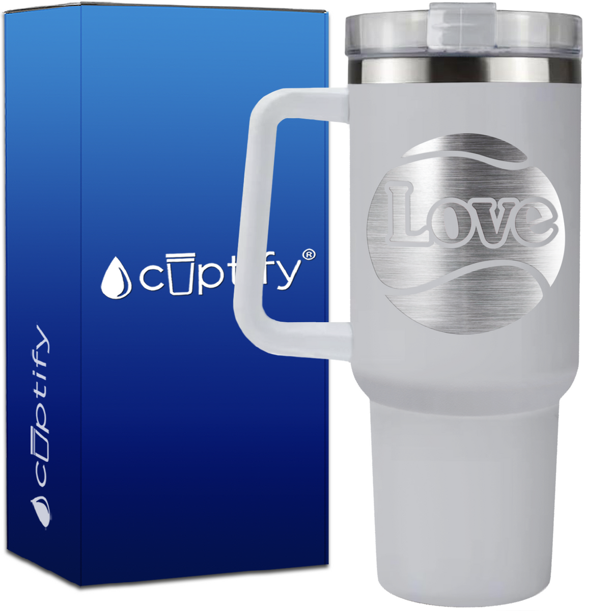 Tennis Ball Love on 40oz Tennis Traveler Mug