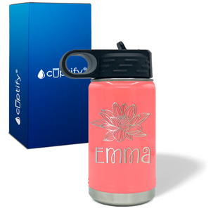 Kids Water Bottle Personalized with Name on 12oz Ring Insulated Water Bottle