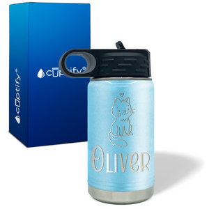 Kids Water Bottle Personalized with Name on 12oz Ring Insulated Water Bottle