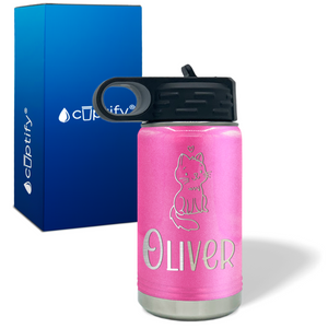 Kids Water Bottle Personalized with Name on 12oz Ring Insulated Water Bottle